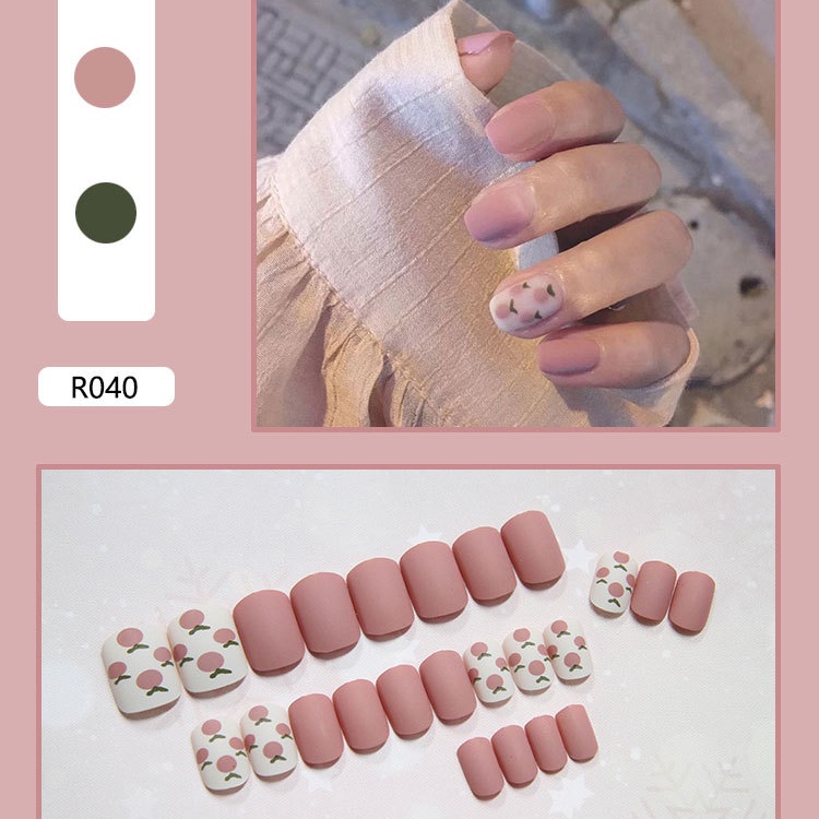 Lucu Fashion Kuku Palsu Stiker Kuku Palsu Kuku Tahan Air Stiker Kuku 24pcs     24 false nail waterproof nail stickers