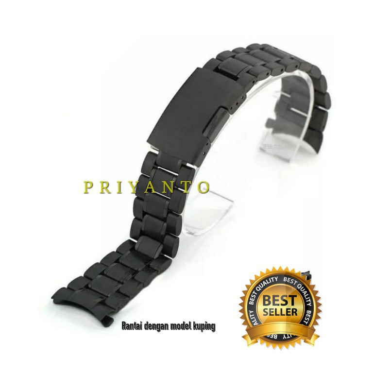 Tali Strap Watch Jam Tangan Rantai 18 20 22 24 mm Thick stainless Stell Solid Universal hitam Model Kuping