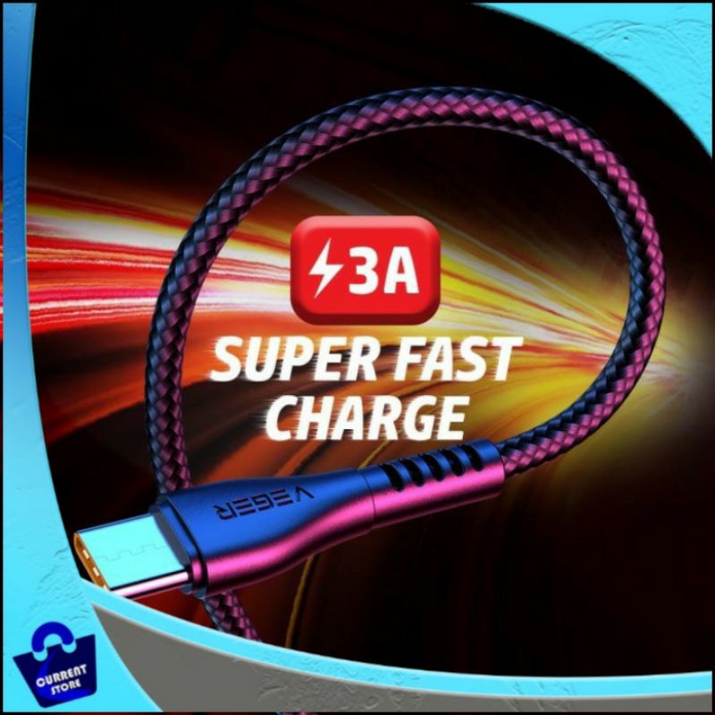 Kabel Data VEGER UFO Kaleng Stainless Q.C 3,0A Fast Charging
