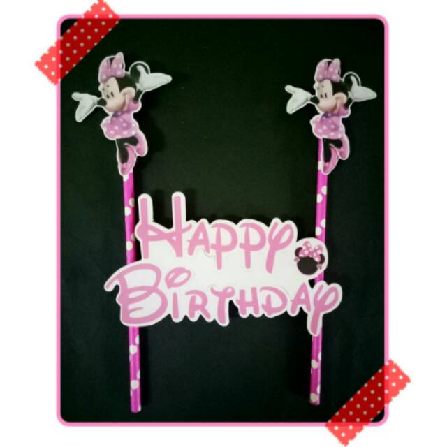 

Topper cake happy birthday kue ulang tahun hiasan ulang tahun karakter mini minnie mouse