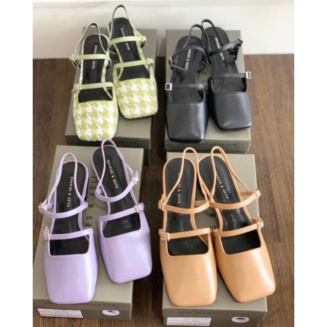Sepatu Sandal CK Heels 2 cm charles keith hitam ungu lilac orange