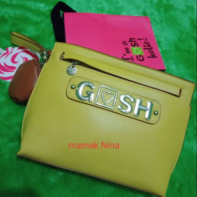 Tas Gosh rare POUCH yellow pink  preloved like new