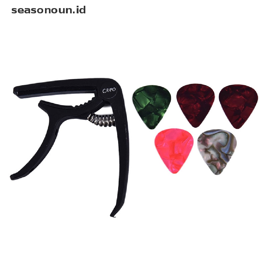 1 Capo Dan 5 Pick Untuk Gitar Akustik / Elektrik