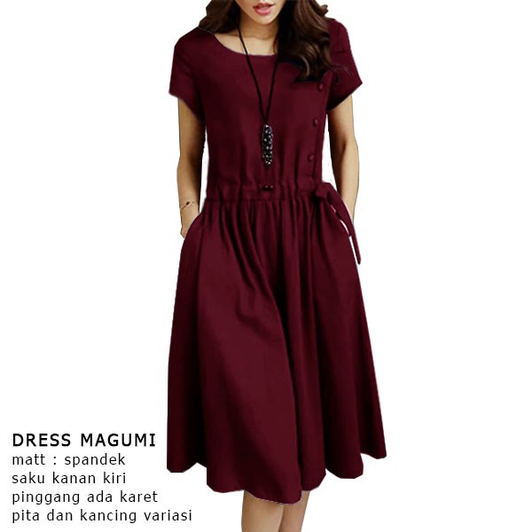 Dress Magumi - Central Grosir Fashion (CGF) - Ukuran L-3XL - Matt Spandek