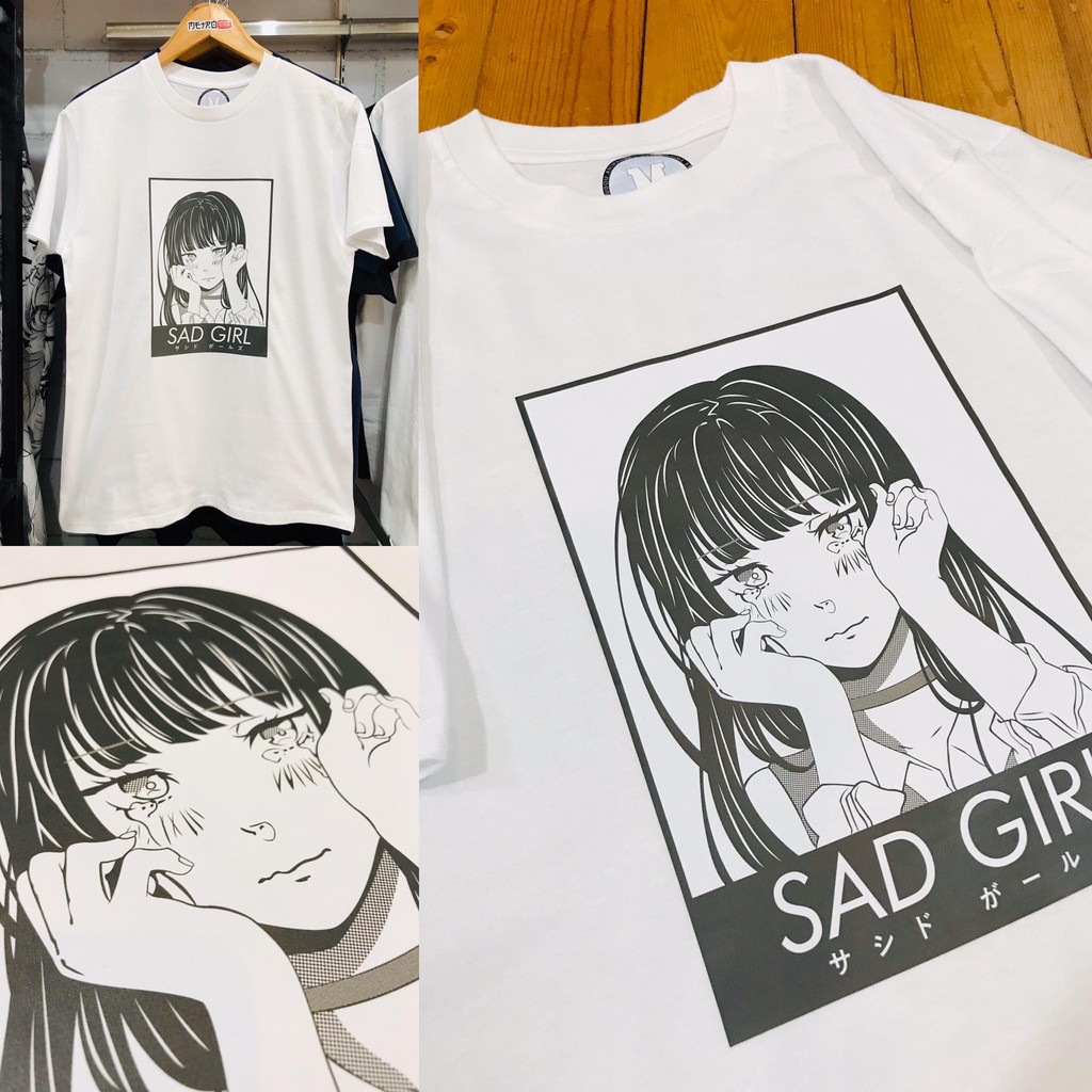 Kaos Sad Girl White Distro