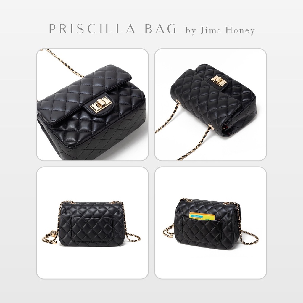 PRISCILLA Bag Jims Honey Tas Selempang Wanita Jimshoney Simple Mewah Murah Import Original Fashion Trandy Tali Kulit Rantai Muat Banyak