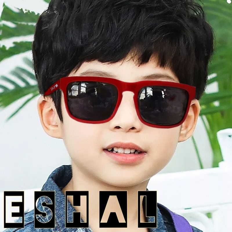 Kacamata Hitam Anak Gaya Fashion Anti UV / KACAMATA ANAK COWOK CEWEK-Merah Kotak