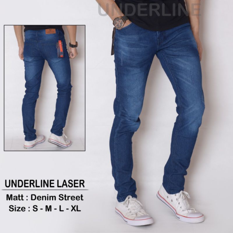 Celana Panjang Jeans Pria  Original Underline Model Laser Terbaik