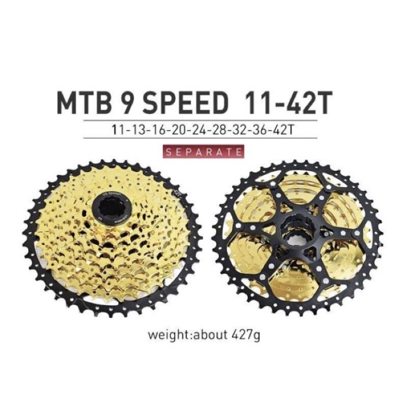 Sprocket Sepeda VG Sport Gold series 9 speed 11-42T Ultralight VG72