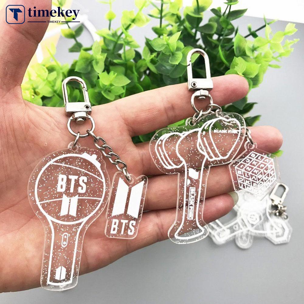 Timekey Gantungan Kunci Akrilik Glitter Desain KPOP BTS BLACKPINK GOT7 TWICE EXO SEVENTEEN H5P2