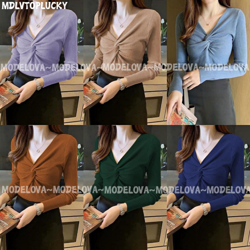 MDLV ~ BAJU RAJUT TOP LUCKY // ATASAN RAJUT LENGAN PANJANG // FASHION WANITA