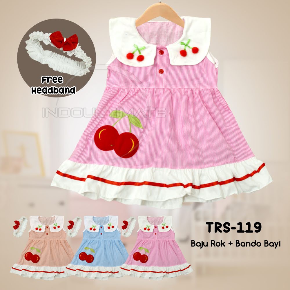 Baju Bayi Perempuan Dress + Bando Baju Rok Terusan Bayi Rok Bayi Dress Bayi TRS-119