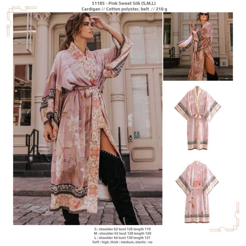 51185 Pink Sweet Silk Cardigan / Cardigan Panjang Pink