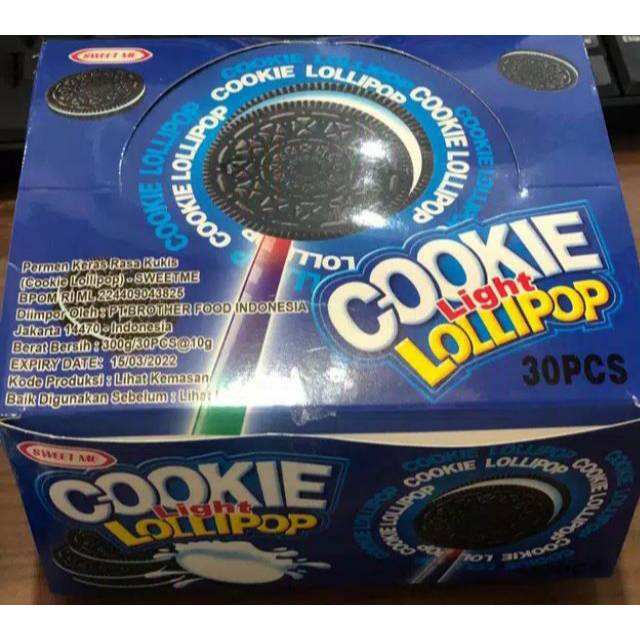 

Permen cookie lollipop - permen nyala 1 box isi 30