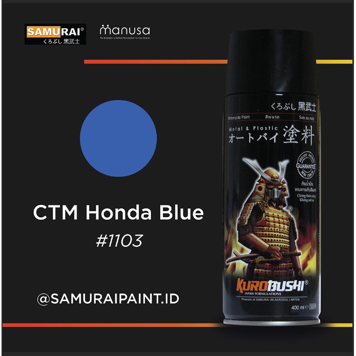 Samurai Paint Metallic CTM Honda Blue Biru Metalik CTM Honda #1103 Cat Aerosol Kualitas Kompresor