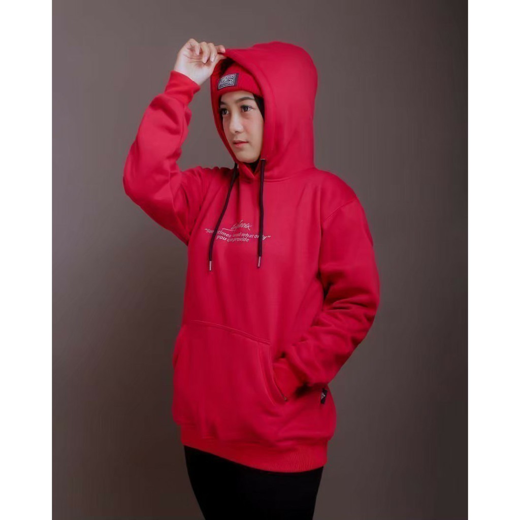 Sweater Hoodie Pria Wanita Triplesix - Sablon Warna Merah