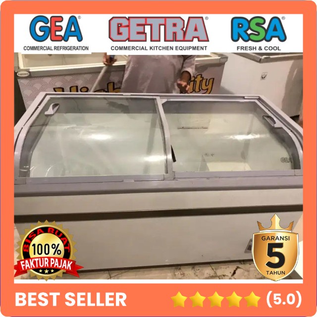 JUAL FREEZER GEA SD-500BY KACA CEMBUNG SLIDING CURVE GLASS FREEZER ORIGINAL TOKO MESIN SEMARANG
