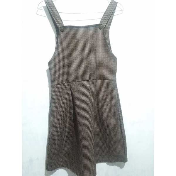 preloved baju kodok rok jumpsuit kotak-kotak