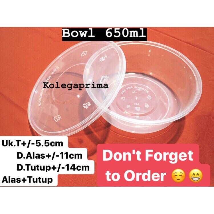 THINWALL BOWL 650ML BISA MICROWAVE/ MANGKOK PLASTIK MURAH/ WADAH PLASTIK ISI 25PCS