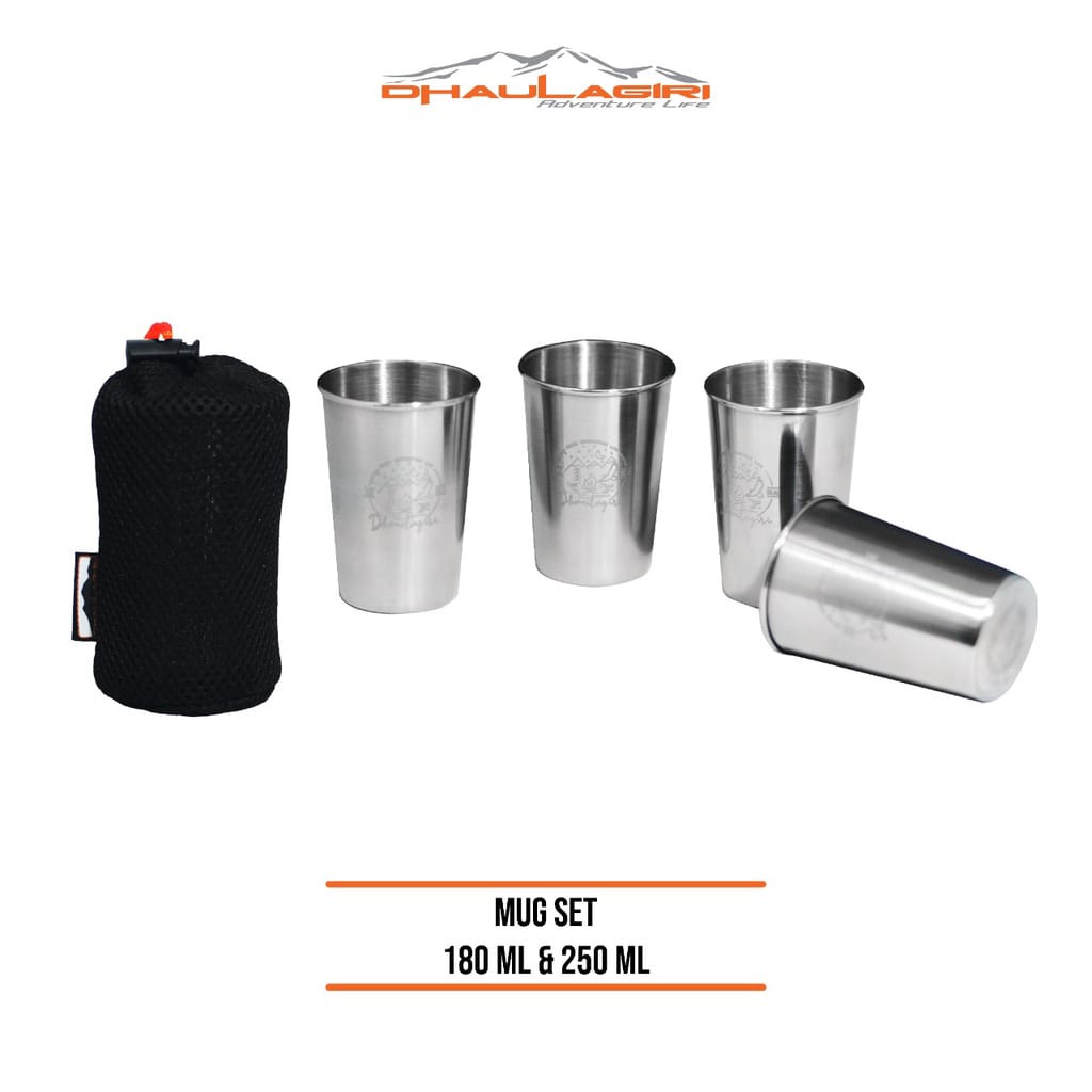 [COD] Gelas Staniless Dhaulagiri Original isi 4 pcs/gelas camping mug