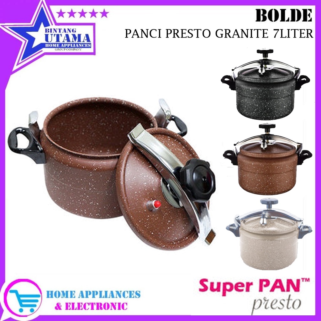(COD) PANCI PRESTO BOLDE 7 LITER GRANITE / BOLDe Presto COOKER 7L Granite SERIES  (DIJAMIN ORIGINAL)