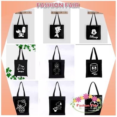 Fashion Fair - (F) Totebag Tote (PAKAI PEREKAT) Tote bag Cartoon kpop murah wanita custom motif