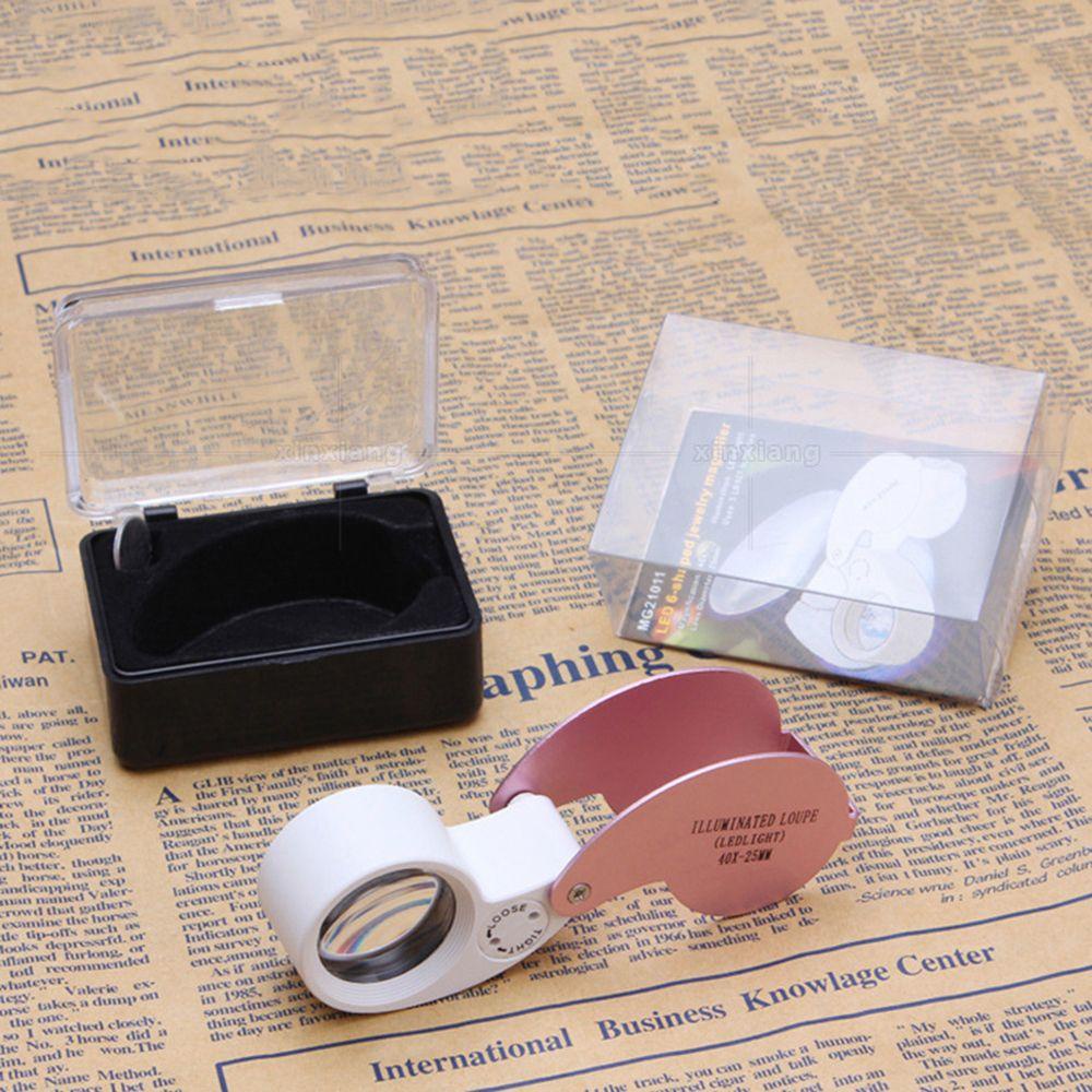 POPULAR Populer Magnifying Glass MINI Diameter 25mm 40x2 LED