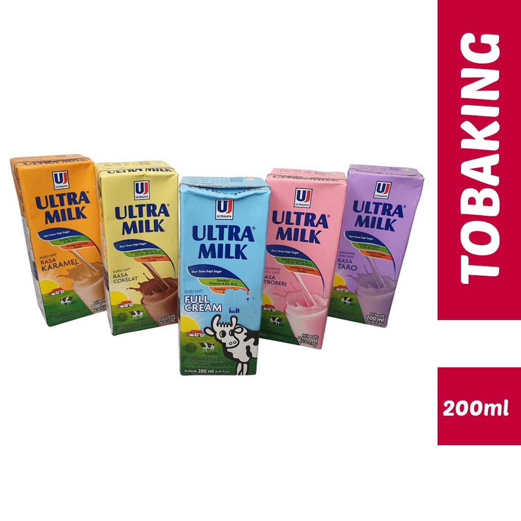 

Ultra Milk Susu UHT 200ml Cokelat Stroberi Full Cream Karamel Taro