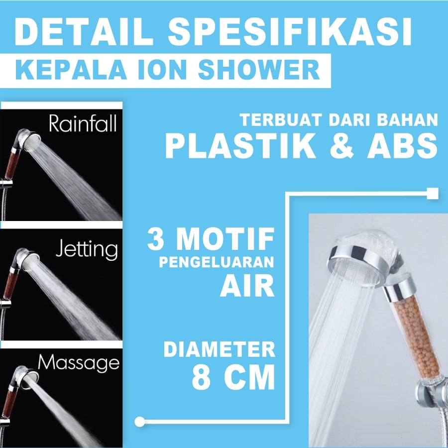 Kepala Shower 4in1 Mineral Ion Shower Water Filter Ionizer Aerator