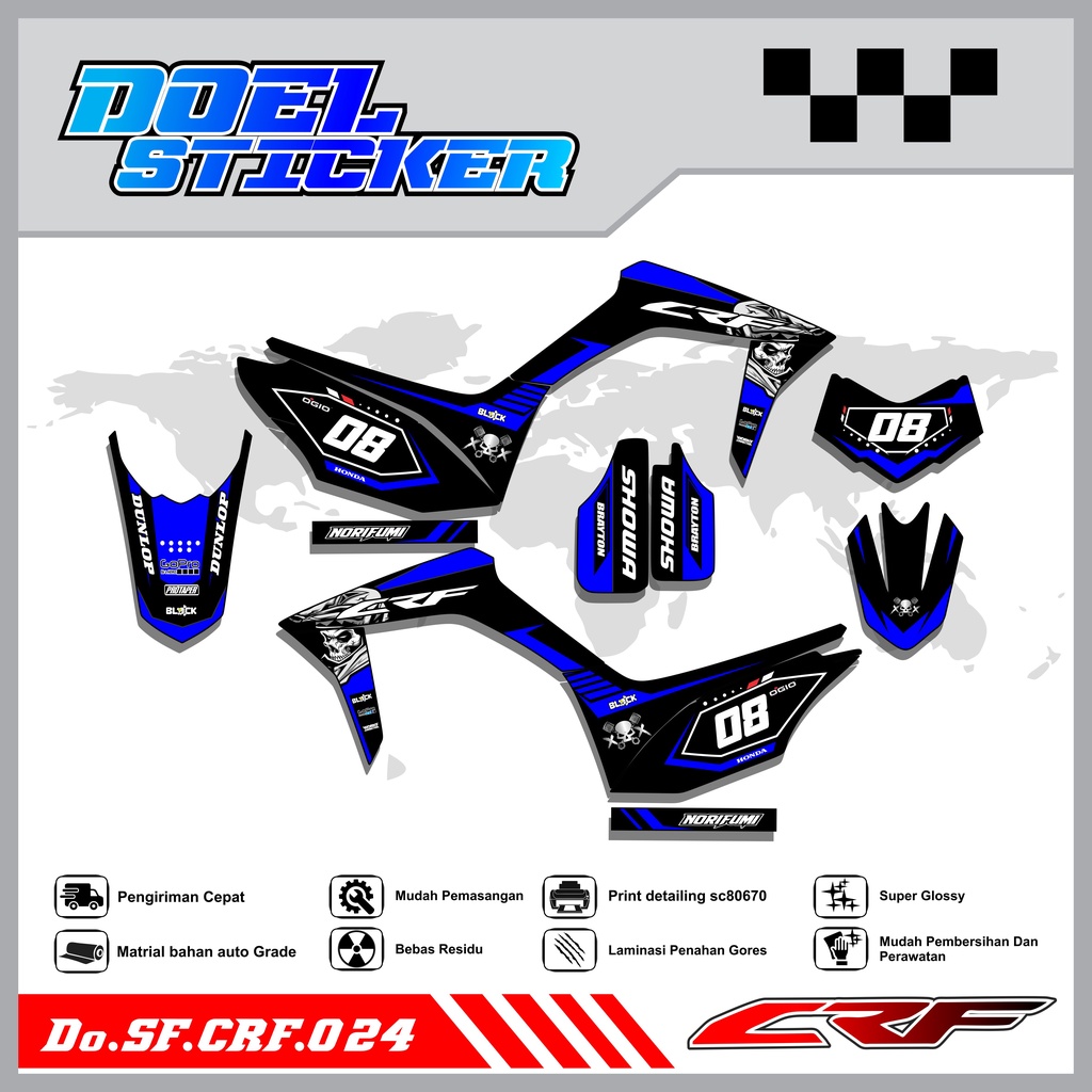 Sticker Striping Semifull CRF 150L List Variasi Hologram Pelangi,Crome Doel 024