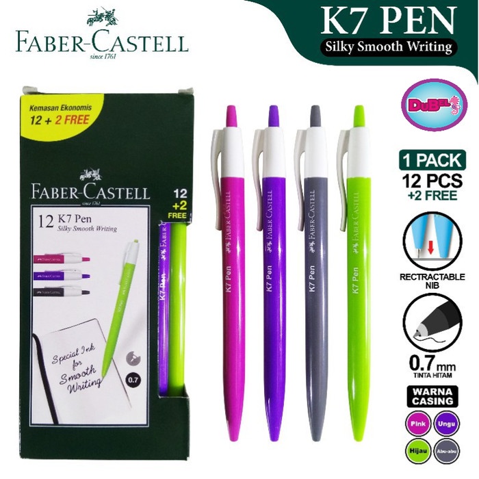 

CODE725 Pulpen Faber Castell / Pen Faber-Castell K7 / 1 BOX ISI 12 + 2 (FREE)