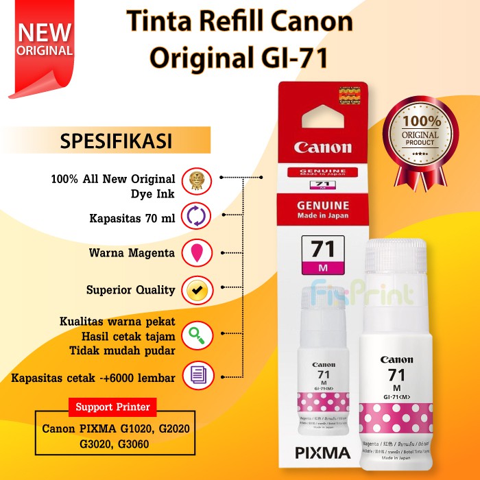 Tinta Canon Original GI-71 GI71 GI 71 Printer PIXMA G1020 G2020 G3020