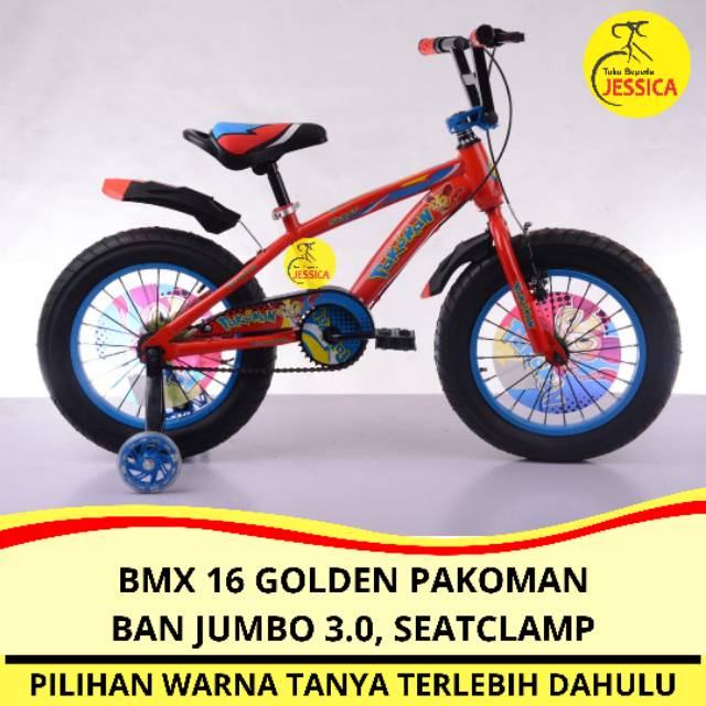 Sepeda Anak BMX 16 Golden Pakoman Pokemon Ban Jumbo 3.0 Murah
