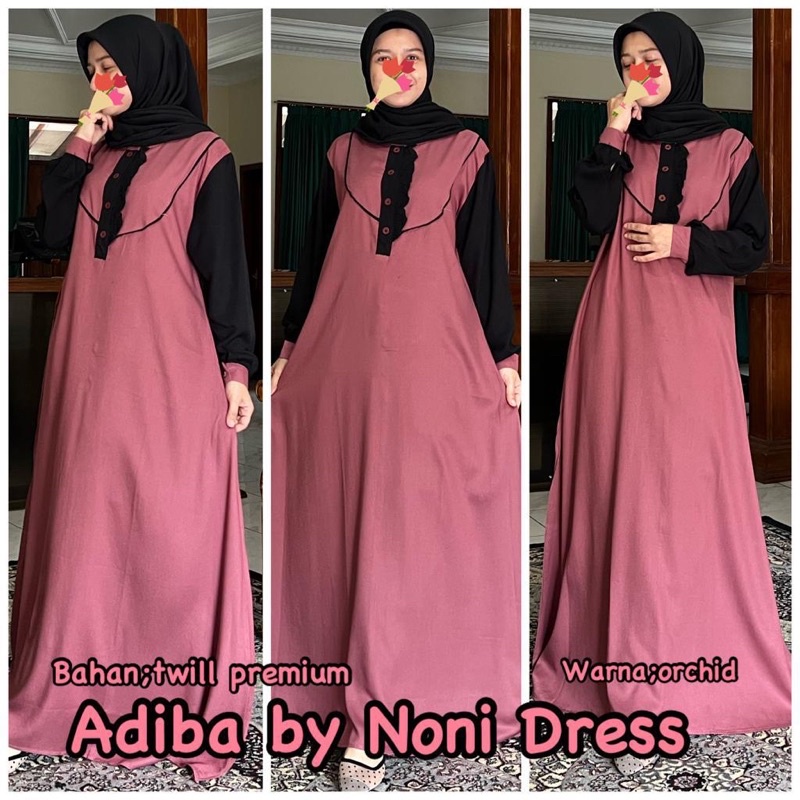 Daster Arab Noni ADIBA Maxi Dress Long Dress Gamis Premium Twill