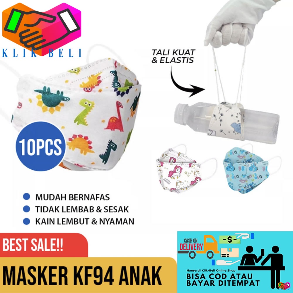 Masker KF94 Anak Karakter 4 Ply 1 Pack Isi 10 Pcs Masker Korea 4ply Kpop Earloop Disposable Face Mask Kesehatan