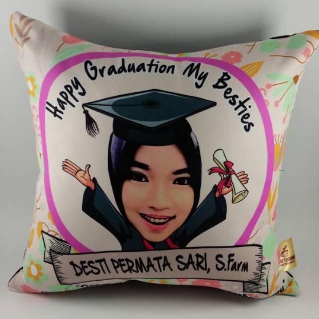 Bantal Kado Wisuda 30x30 Bantal Custom Foto Graduation Wedding Birthday Dll Shopee Indonesia