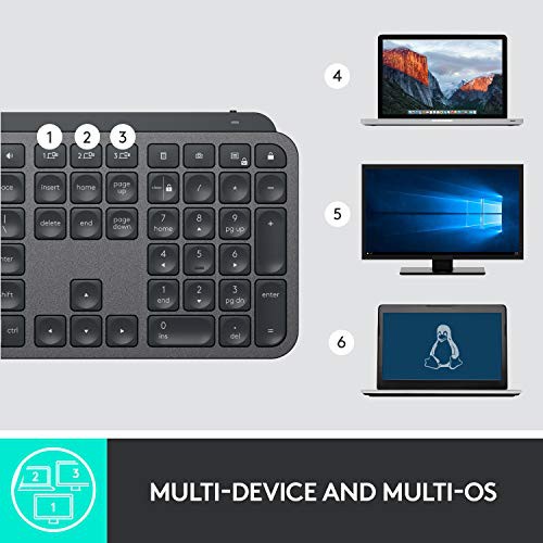 Logitech MX Keys Wireless Illuminated Keyboard Bluetooth Multi Device