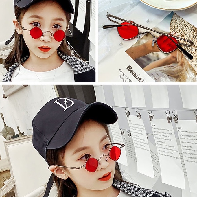 Fashion Small Frame Kids Sunglasses Candy Color Cute Funny Metal Sunglasses