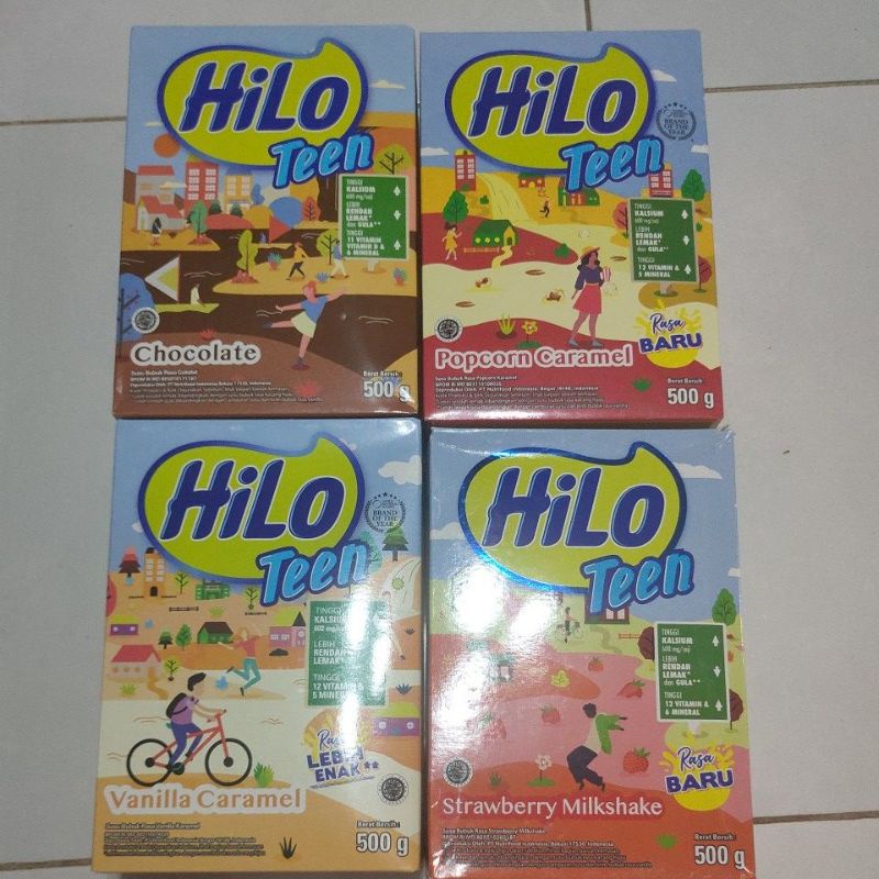 

Hilo teen Cokelat, Popcorn caramel, Vanila Caramel, Strawberry Milkshake 500gr