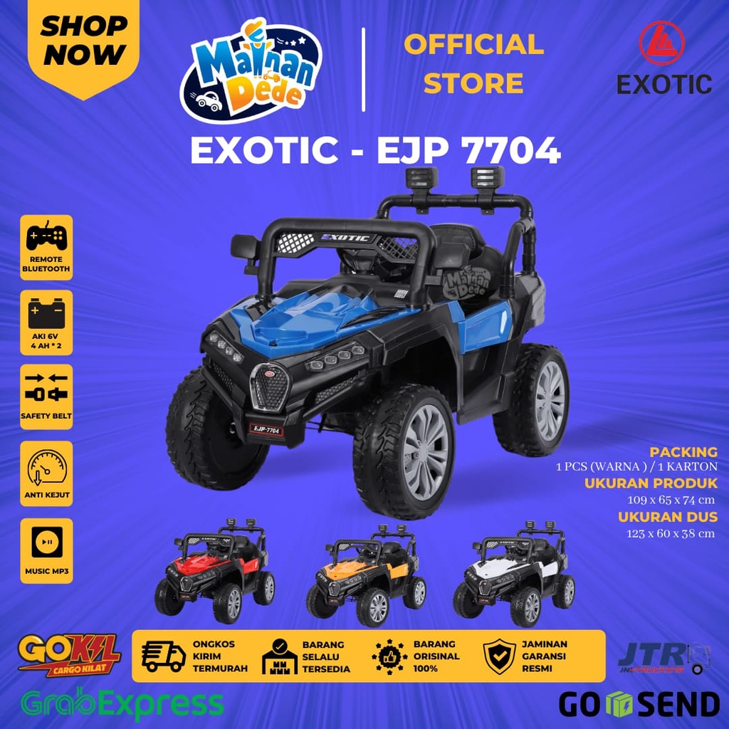 Mainan Mobil Aki Anak jeep Exotic EJP 7704 / EJP 7704+ BAN KARET-2