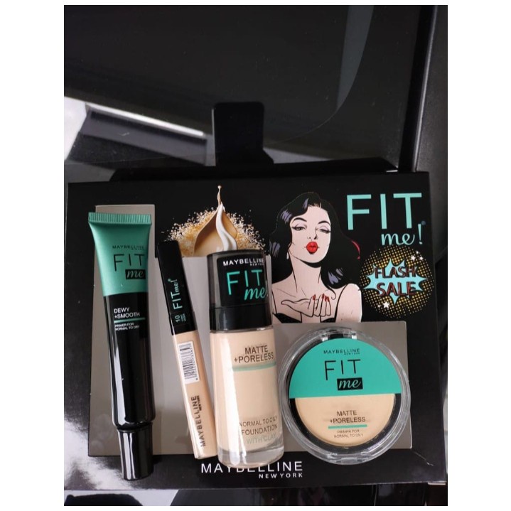 Maybelline FitMe Mars 4in1 Box Hijau - Perbox Makeup Wanita - Paket Primer