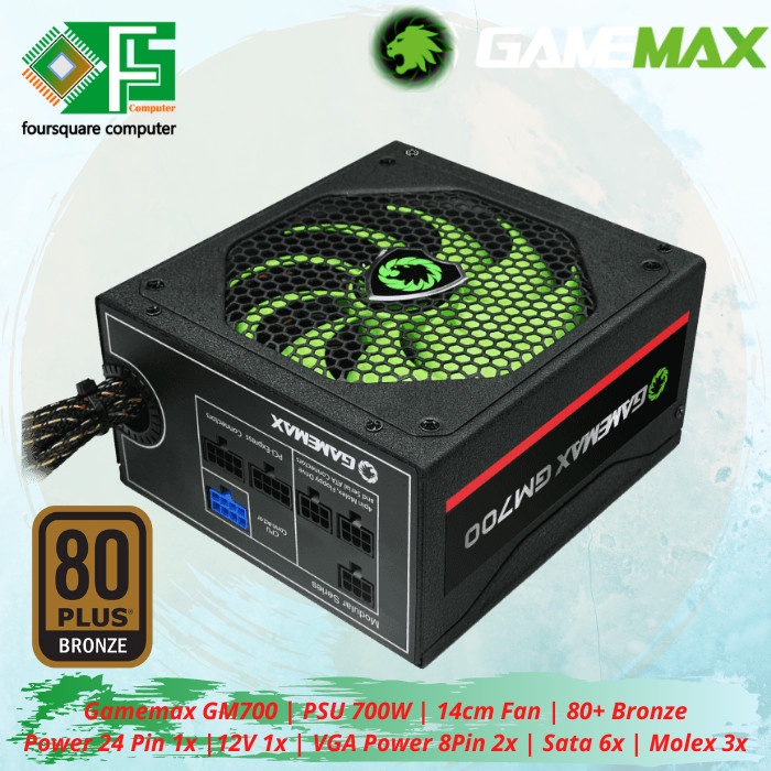 PSU Gamemax GM700 700W 80 Plus Bronze | PSU 700 Watt Semi Modular