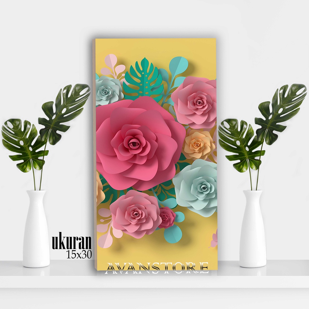 HIASAN DINDING BUNGA TULIP / DEKORASI KAMAR / STICKER DINDING / POSTER KAYU / STIKER KAYU