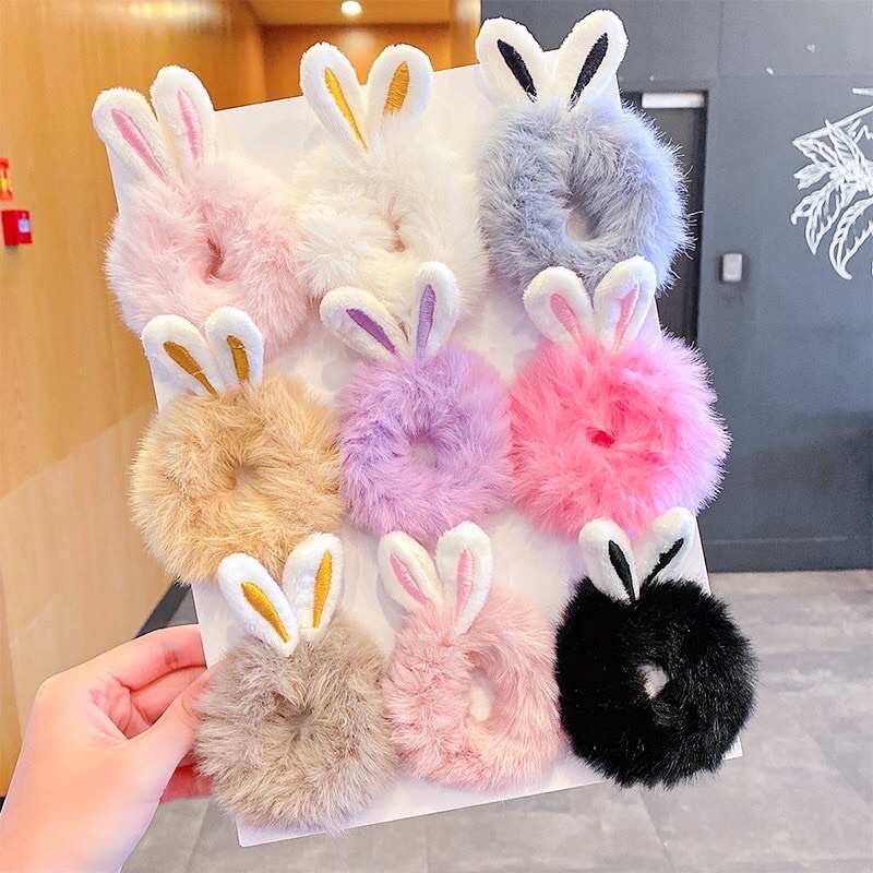 IKAT RAMBUT BUNNY BULU / KUNCIR RAMBUT BLUDRU BUNNY LUCU KOREA