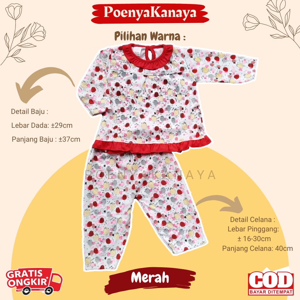 Setelan Baju Bayi Piyama Bayi Panjang Perempuan Cute Bird Fauzan 6-18 Bulan SPY97