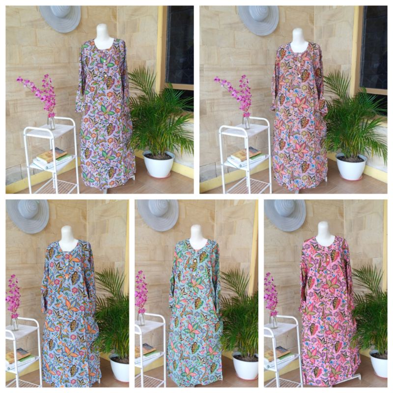 Longdress KU | Longdress Kencana Ungu Label Biru Original | Daster Muslim Panjang | Homewear KU Solo