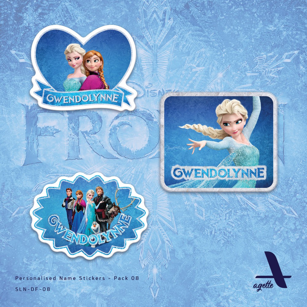 

60 PCS - Stiker Label Nama Disney Frozen - 08 - Laminasi - Waterproof