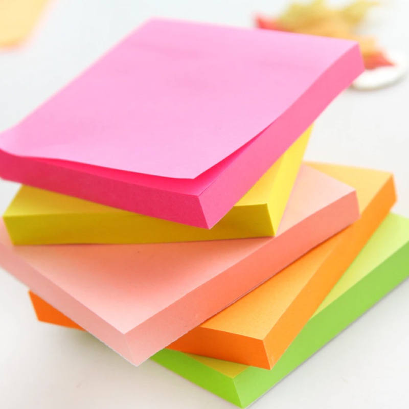 100 Lembar Sticky Note Warna Fluorescent Untuk Sekolah / Kantor