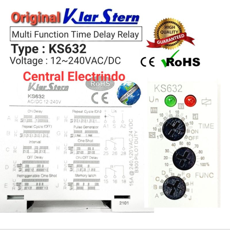 Timer Delay Relay Multi Fungsi KS632 AC/DC 12~240V KlarStern.