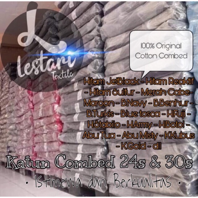 [Warna Tua 0,5kg] Kain Katun Cotton Combed 24s & 30s